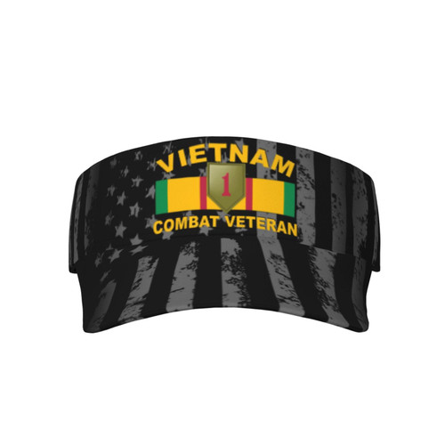 1st Infantry Division Vietnam Veteran Visor Cap Adjustable Uv Protection Sun Visor Hats Empty Top Baseball Hat for Women and Men Black