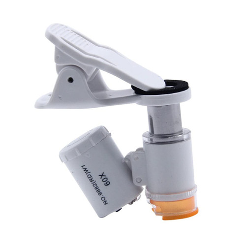 USEEV Microscope Adapter 60X LED Light Magnifier Portable Smartphone Jewelry Mobile Mini Microscope Microscope Accessories (Color : White)