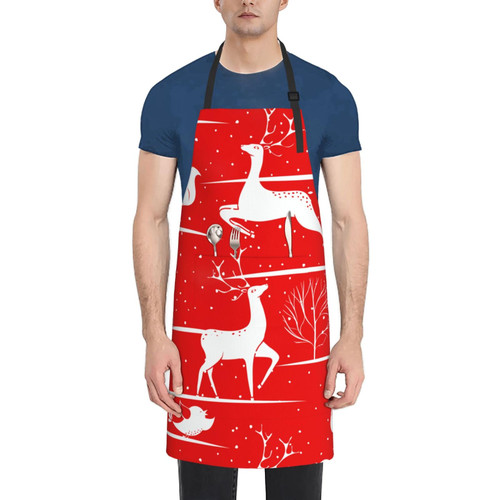 MULIHU Christmas Seamless Pattern Apron For Men Women Adjustable Waterproof With Pockets Bib Kitchen Cooking Aprons Chef Aprons