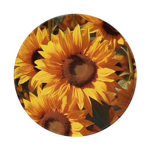 Beautiful Sunflowers Print Mouse Pad Round Gaming Mouse Pad with Non-Slip Rubber Base Desk Mouse Mat Waterproof Computer Mousepad for Laptop Office Gaming