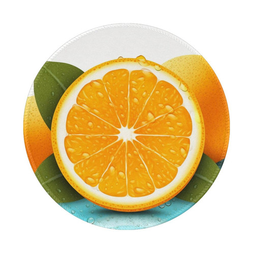 Fresh Orange Fruit Print Mouse Pad Round Gaming Mouse Pad with Non-Slip Rubber Base Desk Mouse Mat Waterproof Computer Mousepad for Laptop Office Gaming
