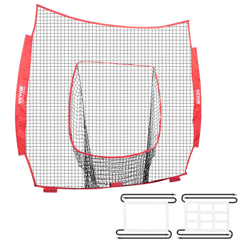 VEVOR 7x7ft Baseball Softball Practice Net, Portable Baseball Training Net for Hitting Batting Catching Pitching, Backstop Baseball Training Replacement Net with Strike Zone(Net Only)