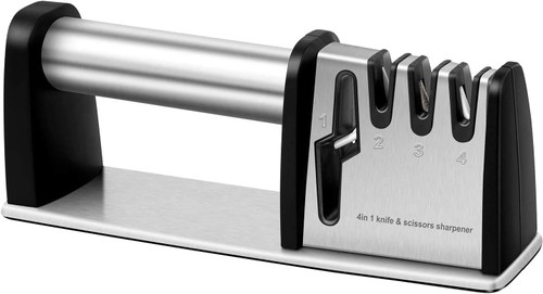 JCHOPE Knife Sharpeners, 4 in 1 Kitchen Blade and Scissors Sharpening Tool, Powerful Professional Chef's Kitchen Knife Accessories, Manual Knife Sharpener Kitchen JCHOPE Knife Sharpeners, 4 in 1 Kitchen Blade and Scissors Sharpening Tool, Powerful Professional Chef's Kitchen Knife Accessories, Manual Knife Sharpener Kitchen