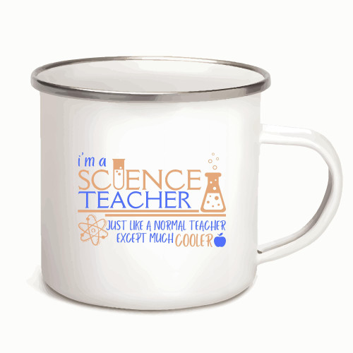 Cute Funny Science Teacher Gift Idea for School Teacher Chemistry Teacher 12oz Enamel Silver Mug