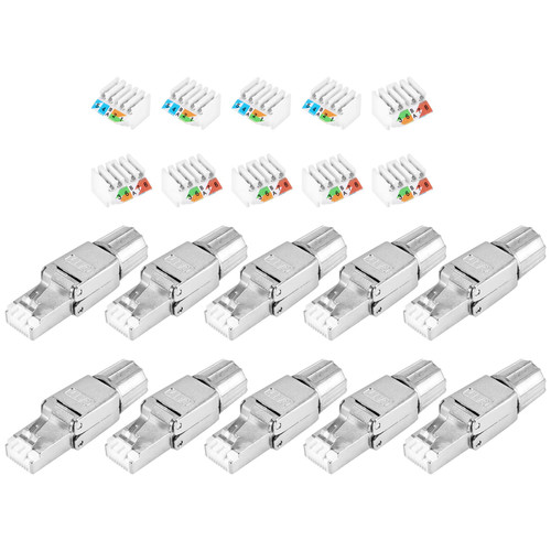 Geynutaly RJ45 Cat7 Connectors Tool-Free Reusable Shielded Ethernet Termination Plugs, Internet Plug, Fast Field Installation