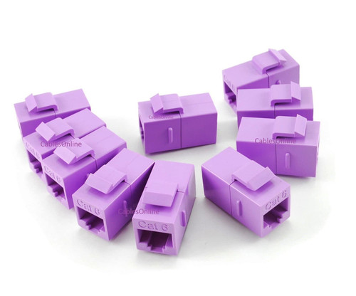 CablesOnline, 10-Pack CAT6 Female/Female RJ45 Ethernet Purple Keystone Jack Coupler, WP-C02PR-10
