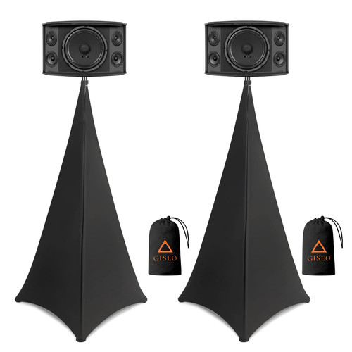 GISEO Speaker Stand Cover, DJ Speaker Stand Tripod Cover Tripod Stand Skirt Skrim Cover with Travel Bag for Speaker Lighting Stage (Black)