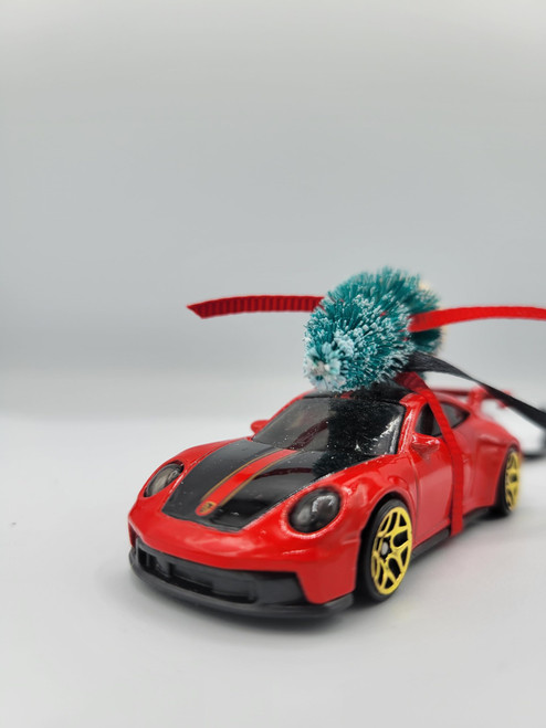3" Christmas Ornament with Tree for Porsche 911 GT3 RS (red) Owners by Speedtails | Gift Ideas for Porsche 911 GT3 RS