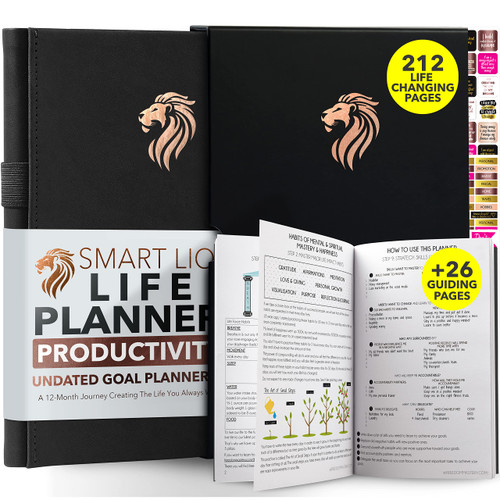 Life & Work Planner - 12 Month Goal Planner, Productivity Planner to Increase Happiness, Daily, Weekly Planner & Monthly Planner, Gratitude Journal, Undated Planner, A5 Size - Horizontal Planner