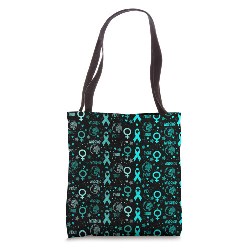 Ovarian Cancer Warrior Teal Ribbon Awareness Gift Tote Bag Ovarian Cancer Warrior Teal Ribbon Awareness Gift Tote Bag