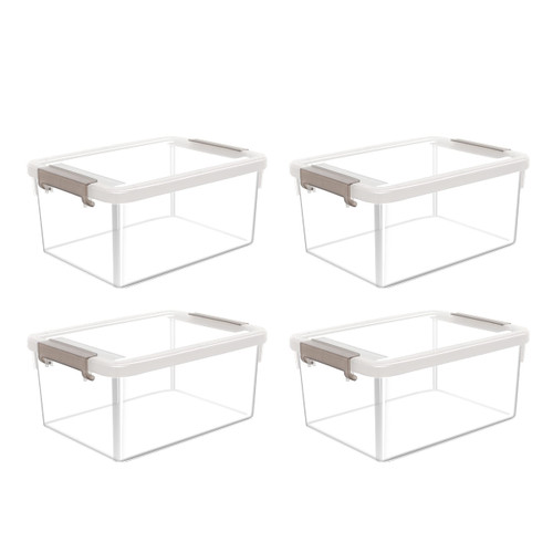 Citylife 4 Packs Small Storage Bins with Lids 3.2 QT Plastic Storage Containers for Organizing Stackable Clear Storage Boxes