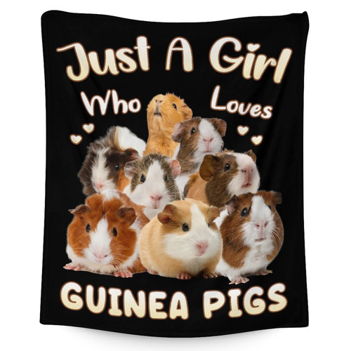Guinea Pig Throw Blanket - 50x40 Inches Small Blanket for Kids, Girls - Soft Plush Blankets for Bed, Couch, Sofa - Black Cute Fuzzy Throws Gifts