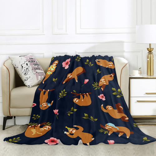 udten Sloth Blanket Gift for Kids Adults, Sloth Throw Blanket for Girls, Soft Flannel Sloths Printed Blanket for Women, Sloth Lovers Birthday Gift(50" x 60")