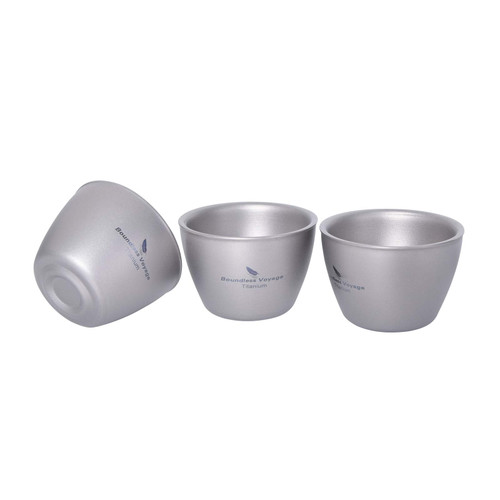 Boundless Voyage Titanium Double-wall Cup Tea Cup Outdoor Camping Tableware Drinking Mug Picnic Daily Drinkware Home Use Ti3089D 3pcs