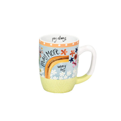 Shannon Road Gifts Open Heart Ceramic Coffee/Tea Gift Mug, 16-Ounces, Pray More Worry Less
