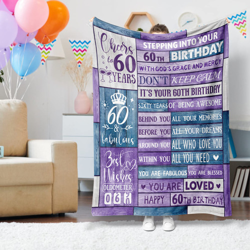 60th Birthday Gifts for Women Throw Blanket, 60th Birthday Gift Ideas, 60 Year Old Gifts for Women Soft Blanket 60 * 50in Happy 60th Birthday Gifts