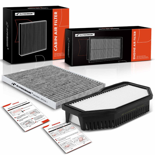 A-Premium 2-PC Engine & Cabin Air Filter with Activated Carbon Compatible with Hyundai Genesis Coupe 2013-2014 2.0L Replace# A90001, C35865