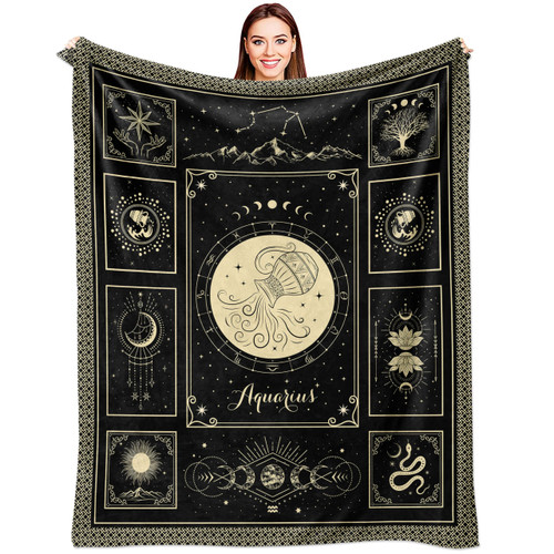 Aquarius Gifts, Aquarius Blanket, Aquarius Gifts for Women, Gifts for Aquarius Woman/Men/Him, Aquarius Zodiac Gifts, Aquarius Birthday Astrology Constellation Decorations Gift Throw Blankets 60"X50"
