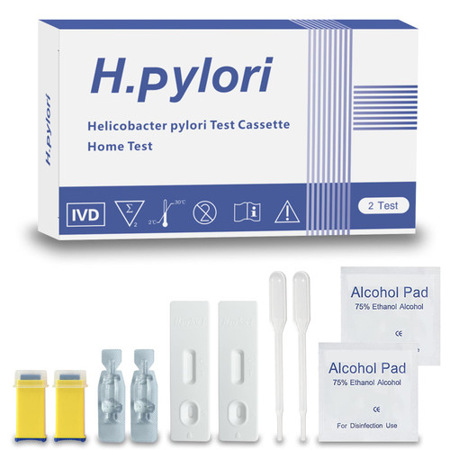 Helicobacter Pylori (H. Pylori) Home Test Kit - Fast and Accurate, 2 Tests Included, Self-Test at Home, Results in 10-15 Minutes, No Lab Visit Required