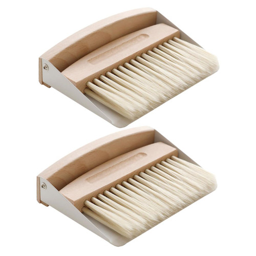 Homoyoyo 2 Sets Small Broom Dustpan Housekeeping Cleaning Broom Pet Cage Broom Brush Tabletop dust pan Keyboard Brush and Dustpan Mini Whisk Broom Desktop Sweep Cleaning Brush Nylon car