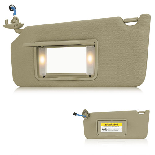 Left Driver Side Sun Visor SunVisor with Light for 2008 2009 2010 2011 2012 Honda Accord 83280TA0A91ZB (Beige)