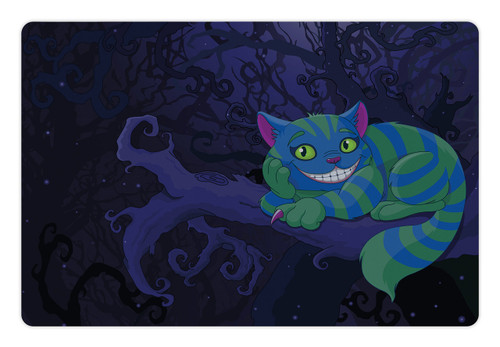 Lunarable Alice in Wonderland Pet Mat for Food and Water, Chester Cat Sitting on Branch Forest Character, Non-Slip Rubber Mat for Dogs and Cats, 18" X 12", Green Blue Purple Lunarable Alice in Wonderland Pet Mat for Food and Water, Chester Cat Sitting on Branch Forest Character, Non-Slip Rubber Mat for Dogs and Cats, 18" X 12", Green Blue Purple