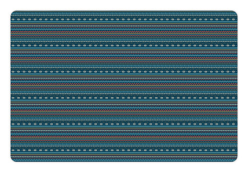 Lunarable Ethnic Pet Mat for Food and Water, Geometric Lines Striped Chevron Spiral Waves Circular Diamond Boho Folk Design, Rectangle Non-Slip Rubber Mat for Dogs and Cats, Multicolor