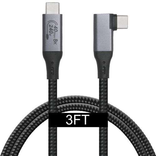 VEBNER 3-Foot USB4 Cable Compatible with Thunderbolt 3, Thunderbolt 4 and USB-C - Supports 8K HD Display, 40gbps Data Transfer, 240W Charging - 90-Degree Right Angle USB-C