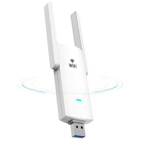 WiFi Adapter for Desktop PC 1300Mbps WiFi USB Adapter Dual Band WiFi Dongle 802.11AC Dual 5dBi High Gain Antennas Wireless Network Adapter for Laptop, Support Windows 11/10/8.1/8, Mac OS 10.9-10.15