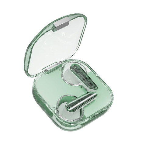 Xmenha Green Wireless in Ear Earbuds for Working Bluetooth 5.3 with Noise Cancelling Mic Ear Buds Bluetooth Noise Reduction Ear Buds Earphones Headphones Transparent Cover for in-Ear Earphone