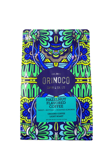 Orinoco Hazelnut Flavored Coffee 2.5lb bag, Light Roast, Ground Coffee, 100% Arabica beans