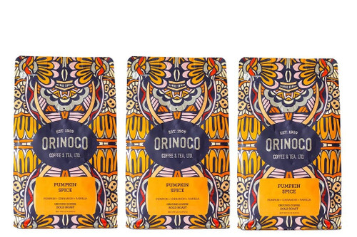 Orinoco Pumpkin Spice 12 oz bag, 3-pack, Light Roast, Ground Coffee, 100% Arabica Beans