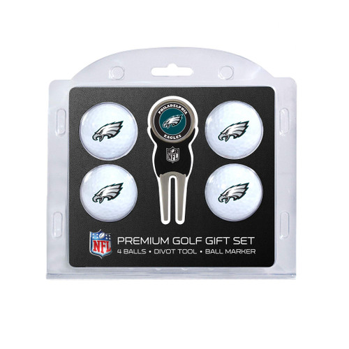 Team Golf NFL Philadelphia Eagles 4 Golf Ball And Divot Tool Set Regulation Size Golf Balls (4 Count) & Divot Tool with Removable Double-Sided Magnetic Marker Team Golf NFL Philadelphia Eagles 4 Golf Ball And Divot Tool Set Regulation Size Golf Balls (4 Count) & Divot Tool with Removable Double-Sided Magnetic Marker
