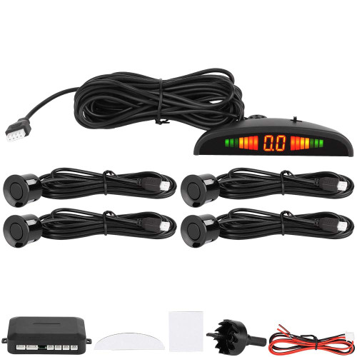 Yctze 4 Parking Sensors Buzzer Car Reverse Backup Rear Radar LED System Sound Alarm Universal Parking Sensor Park Assist Reverse Backup Object Assist Sensor