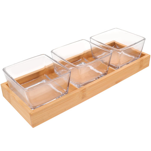 Zerodeko Serving Bowls 1 Set Glass Fruit Tray Divided Serving Dishes Relish Tray Appetizer Serving Tray Dry Fruit Veggie Bowls for Nuts Candy Chips Dip Veggie 3 Compartments Decorative Tray