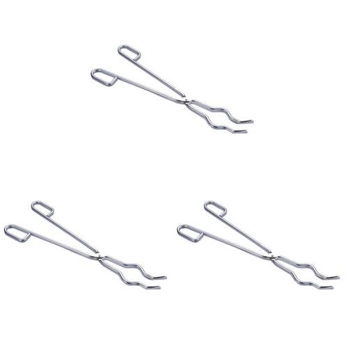 TEHAUX 3pcs Crucible Tongs Chemistry Glass Flask Foundry Crucible Flask Tongs Crucible Pliers Crucible Holder Metal Melting Kit Crucible Beaker Tongs Laboratory Utensils Clamp Steel