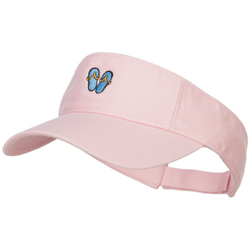e4Hats.com Mini Flip Flop Embroidered Cotton Washed Visor - Pink OSFM