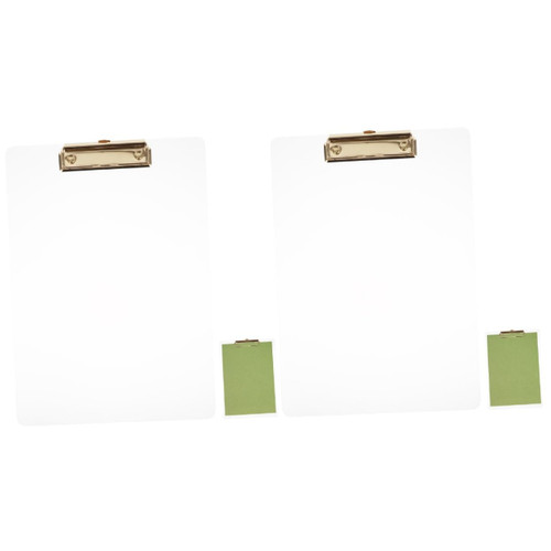 Tofficu 2pcs Transparent Board Clip Binder Folders Office Clip Board Office Hardboard File Clip Clipboard Writing Support Plate Writing Support Board Metal Paper Fiberboard A4