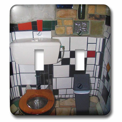 3dRose lsp_49588_2 Inside World Famous Hundertwasser Toilets in Kerikeri, New Zealand with Stained Glass and Cool Tiles Double Toggle Switch