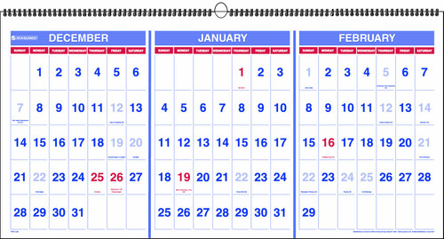 AT-A-GLANCE 2014 Three-Month Horizontal Reference Wall Calendar, 23.5 x 12 Inch Page Size (PM14-28)