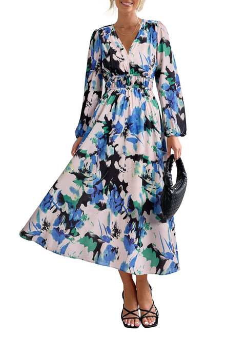 PRETTYGARDEN Women's 2024 Fall Fashion Dress Floral Print Long Sleeve V Neck Maxi Boho Dresses (Black Blue Floral,Large) PRETTYGARDEN Women's 2024 Fall Fashion Dress Floral Print Long Sleeve V Neck Maxi Boho Dresses (Black Blue Floral,Large)