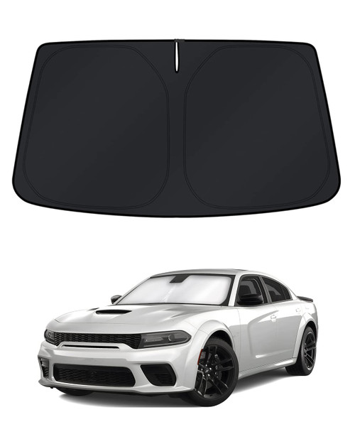 KUST Windshield Sun Shade for Dodge Charger Accessories 2011-2024 Window Shade Sun Visor Cover Foldable Blocks UV Rays Keep Your Car Cooler