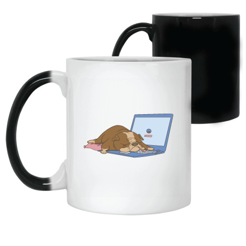 Funny Bulldog Gift for Laptop Users for Animal Lovers 11oz 15oz Color Changing Mug