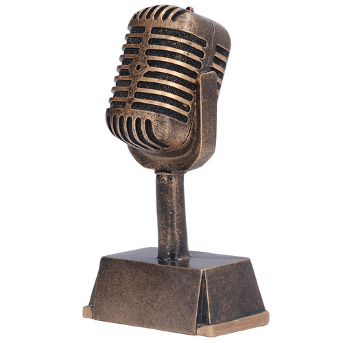 Microphone Trophy, Small Resin Singing Award Prize Retro Music Award Trophy, Microphone Trophy Award Ornament for Home Singing Competitions, Birthday Parties, Decoration
