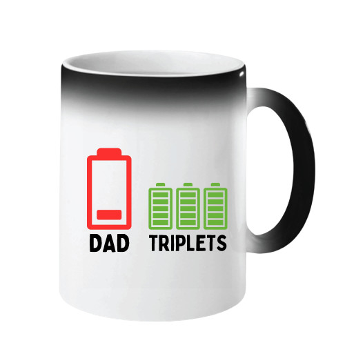 Triplet Dad Gift Idea for Identical Low Battery Life Dad Cubed 11oz 15oz Color Changing Mug