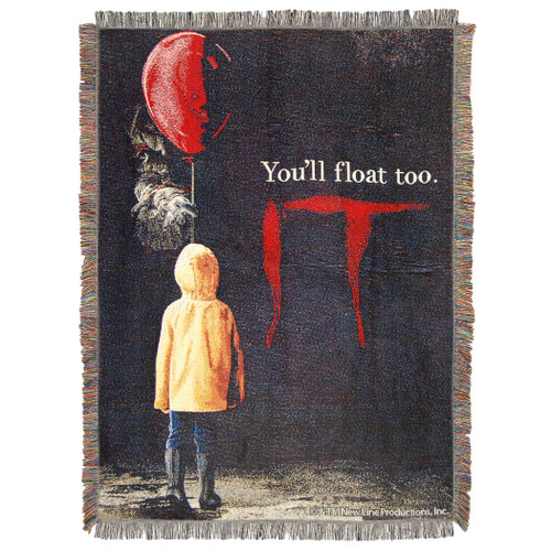 Warner Brothers It, "We All Float" Woven Tapestry Throw, 48" x 60", Multi Color