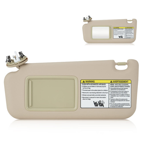 Left Driver Side Sun Visor for Toyota RAV4 2006 2007 2008 2009 2010 2011 2012 2013, Replaces 74320-42501-B2, Beige Left Side Sun Visor with Light