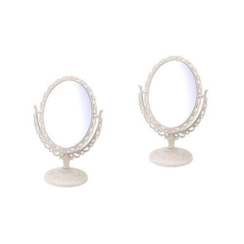 FRCOLOR 2pcs Heart Makeup Desk Topper Makeup Mirror with Stand Vintage Vanity Mirror Folding Makeup Mirror Dresser Mirror Vanity Decor Mirror for Dresser Travel Decorations Double Sided