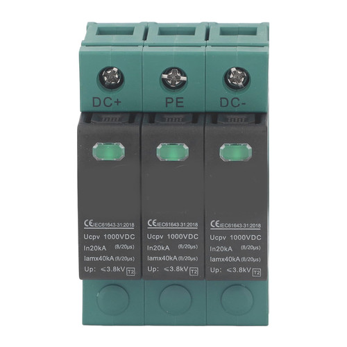 Qukaim Voltage Surge Arrester Device, 1000V DC 3P Surge Protective Device DC Photovoltaic Lightning Protector Low-Voltage Arrester 20?40KA
