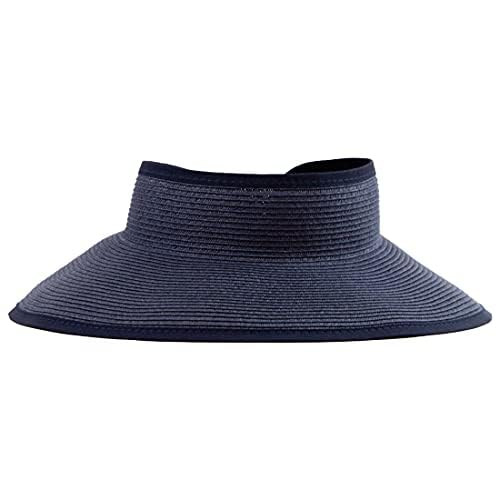 San Diego Hat Company Women's One Size Ultrabraid Visor with Ribbon Binding, and Sweatband, Nu Navy